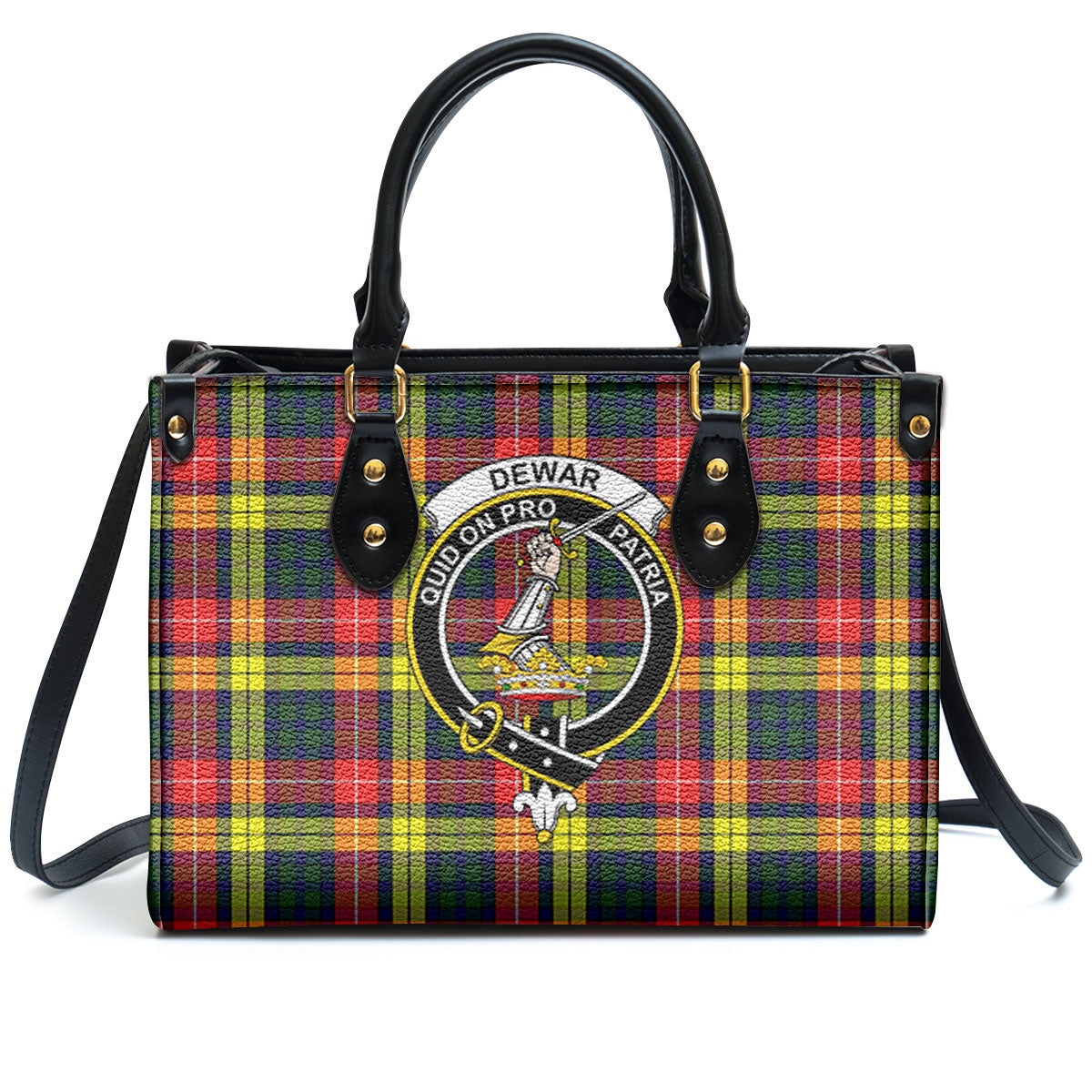 Dewar Tartan Crest Leather Handbag