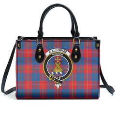 Galloway Red Tartan Crest Leather Handbag