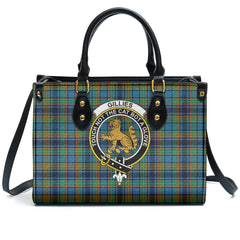 Gillies Ancient Tartan Crest Leather Handbag