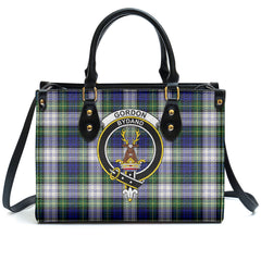 Gordon Dress Modern Tartan Crest Leather Handbag