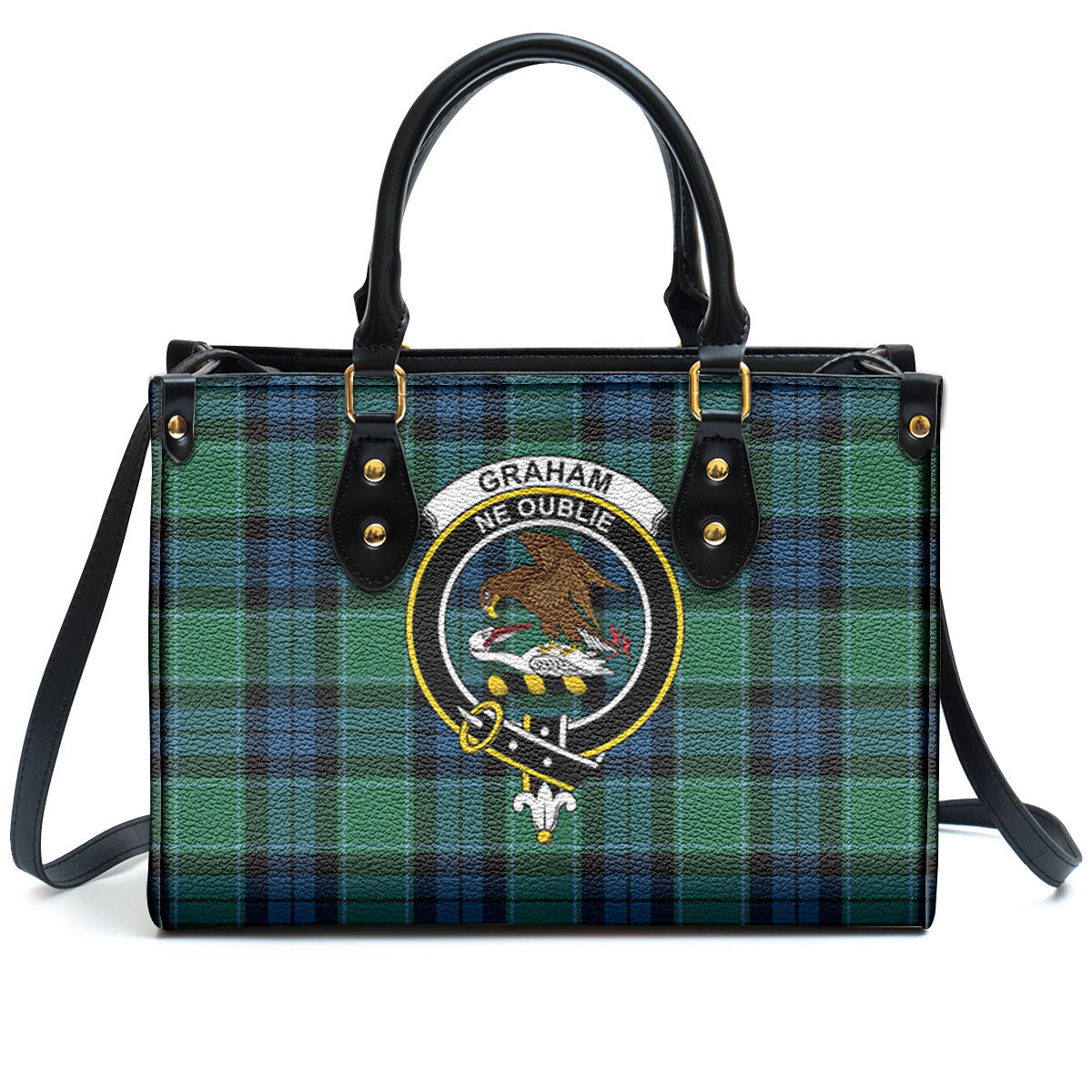 Graham of Menteith Ancient Tartan Crest Leather Handbag