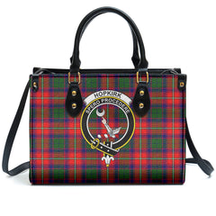 Hopkirk Tartan Crest Leather Handbag