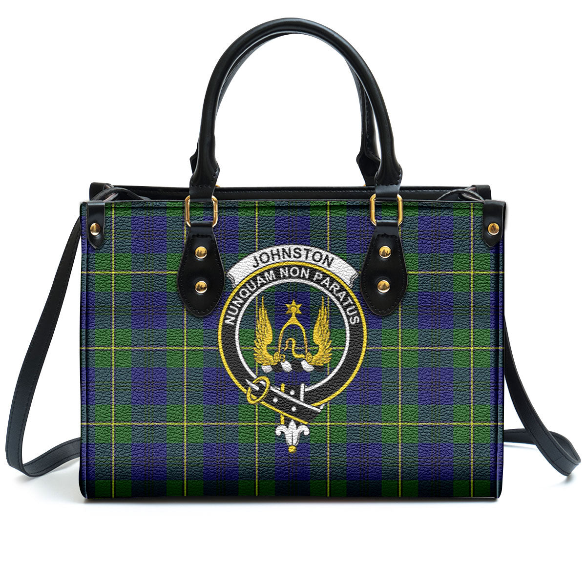 Johnston Modern Tartan Crest Leather Handbag