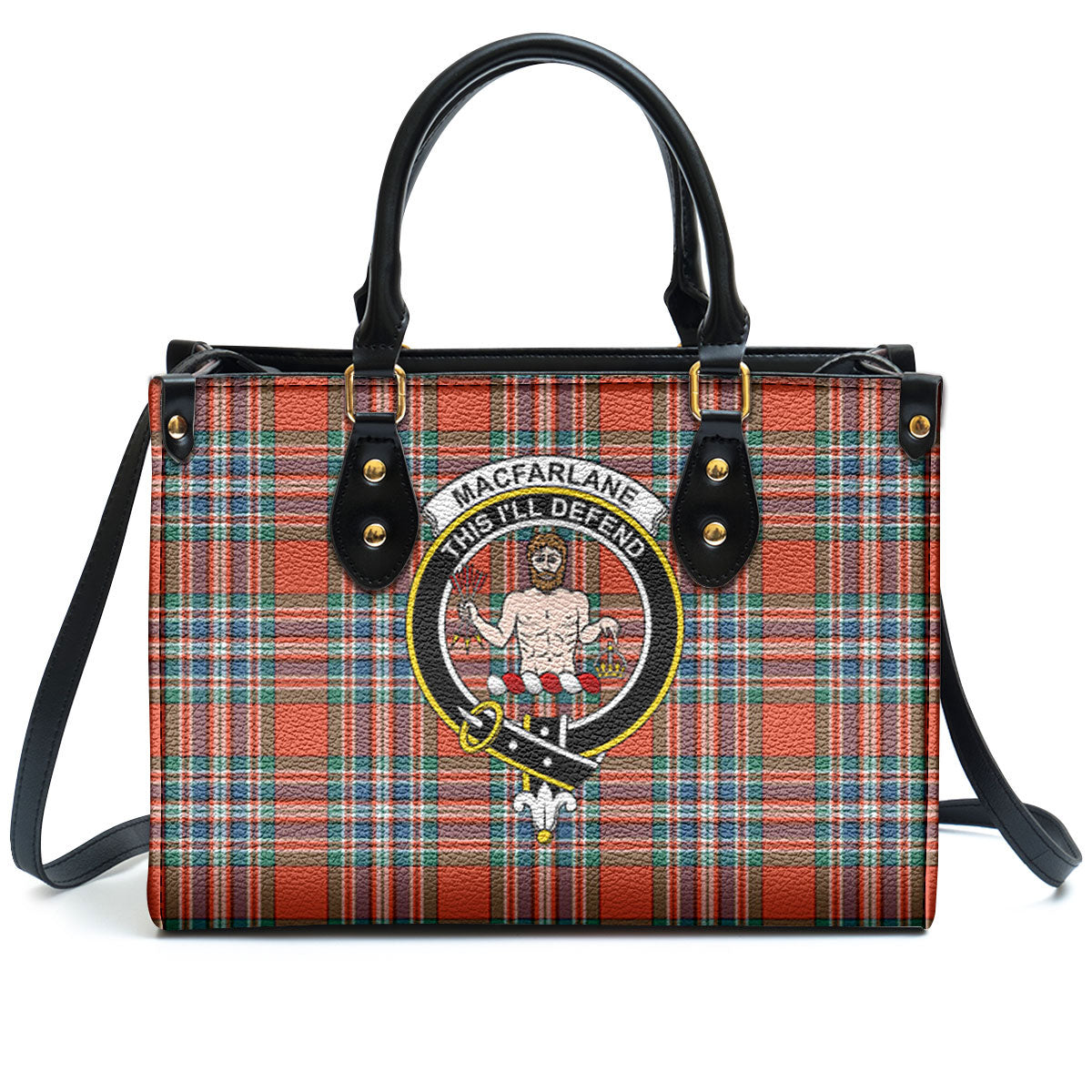 MacFarlane Ancient Tartan Crest Leather Handbag