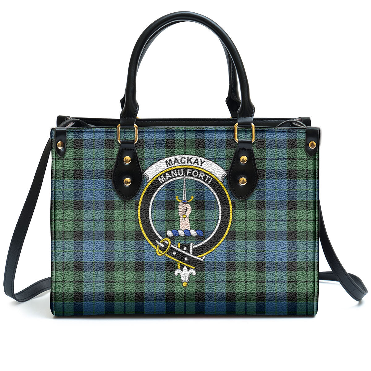 MacKay Ancient Tartan Crest Leather Handbag