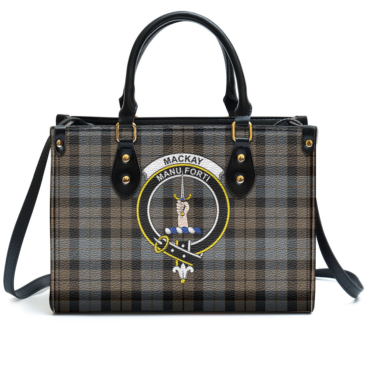 MacKay Weathered Tartan Crest Leather Handbag