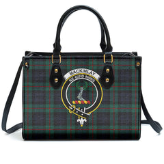 MacKinlay Modern Tartan Crest Leather Handbag