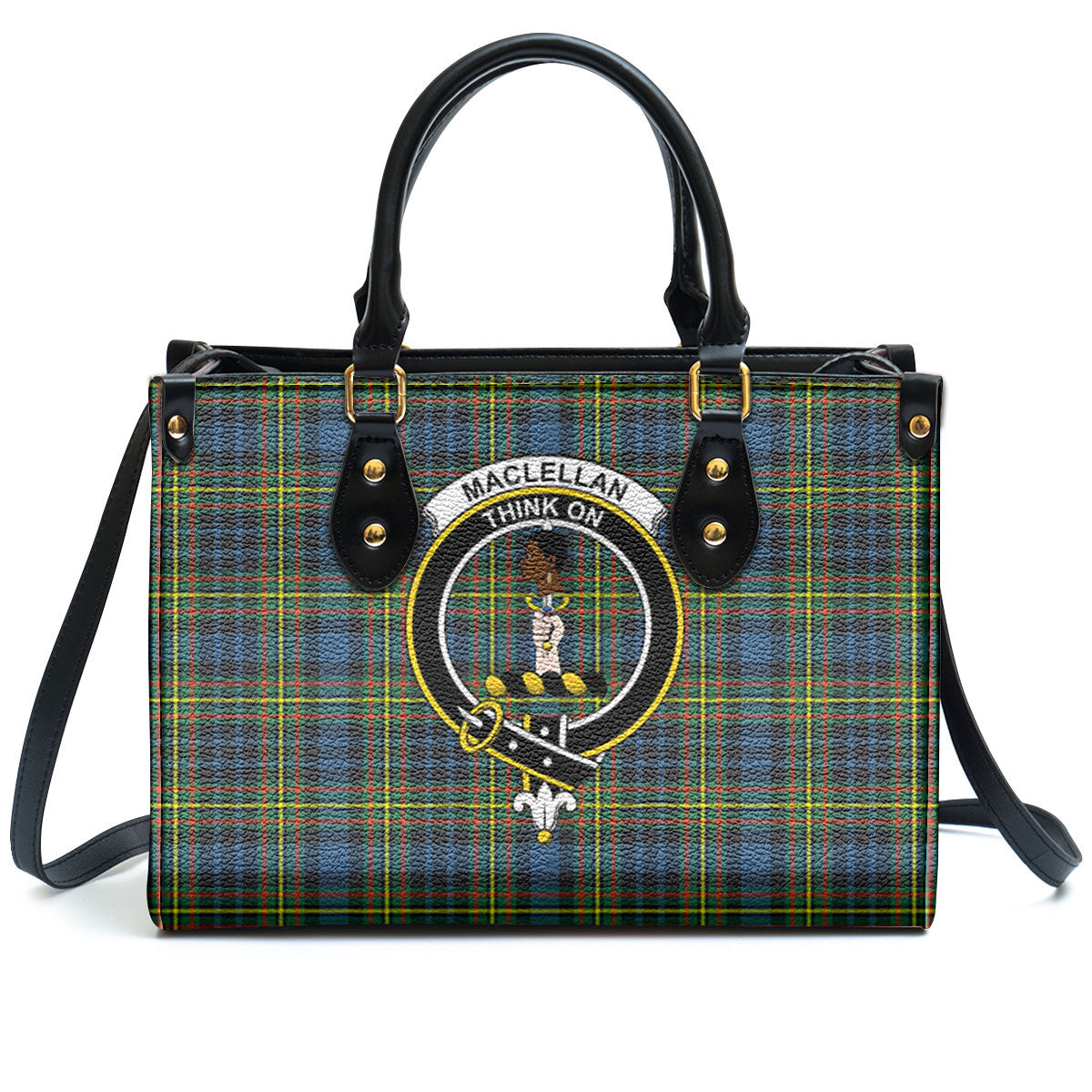 MacLellan Ancient Tartan Crest Leather Handbag