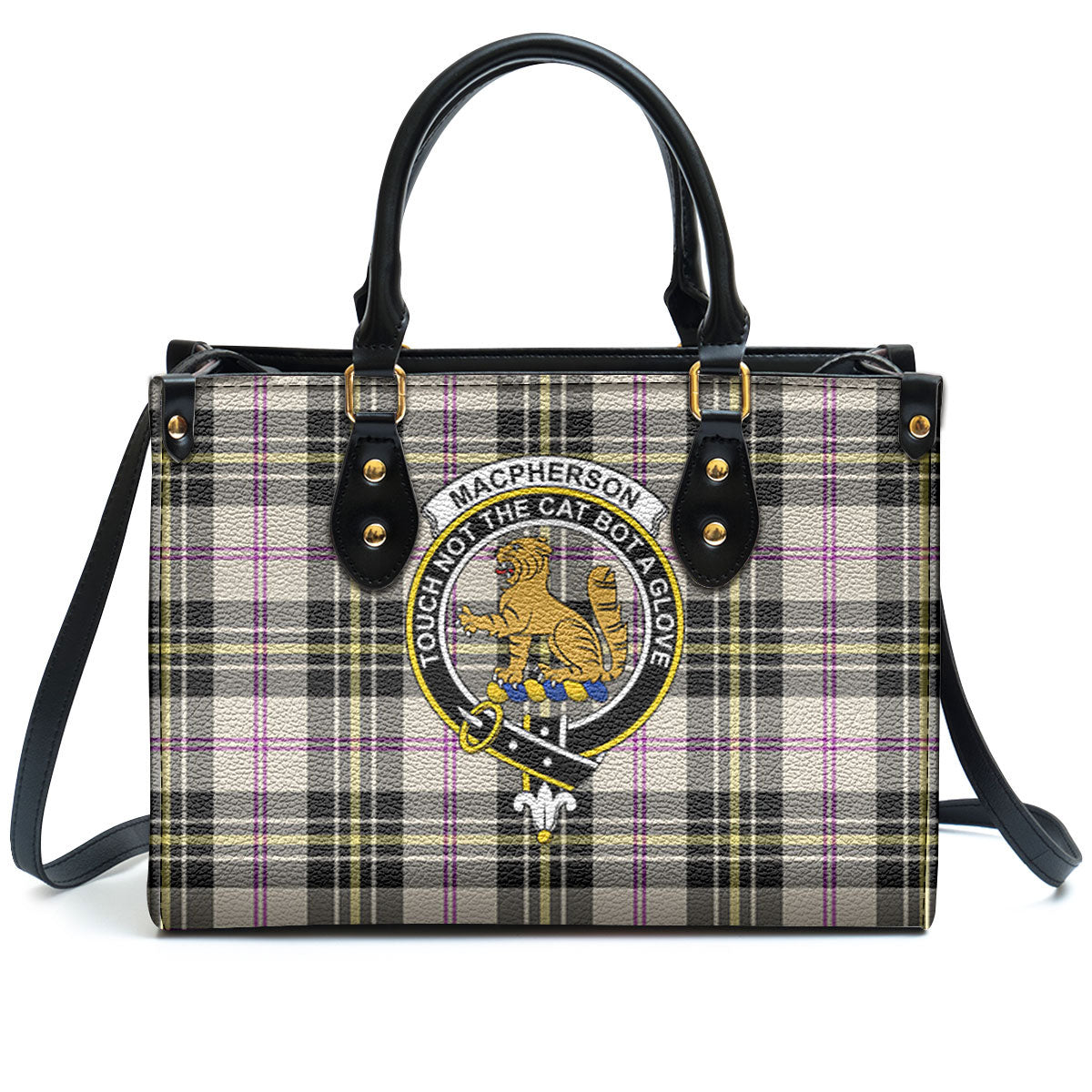 MacPherson Dress Ancient Tartan Crest Leather Handbag