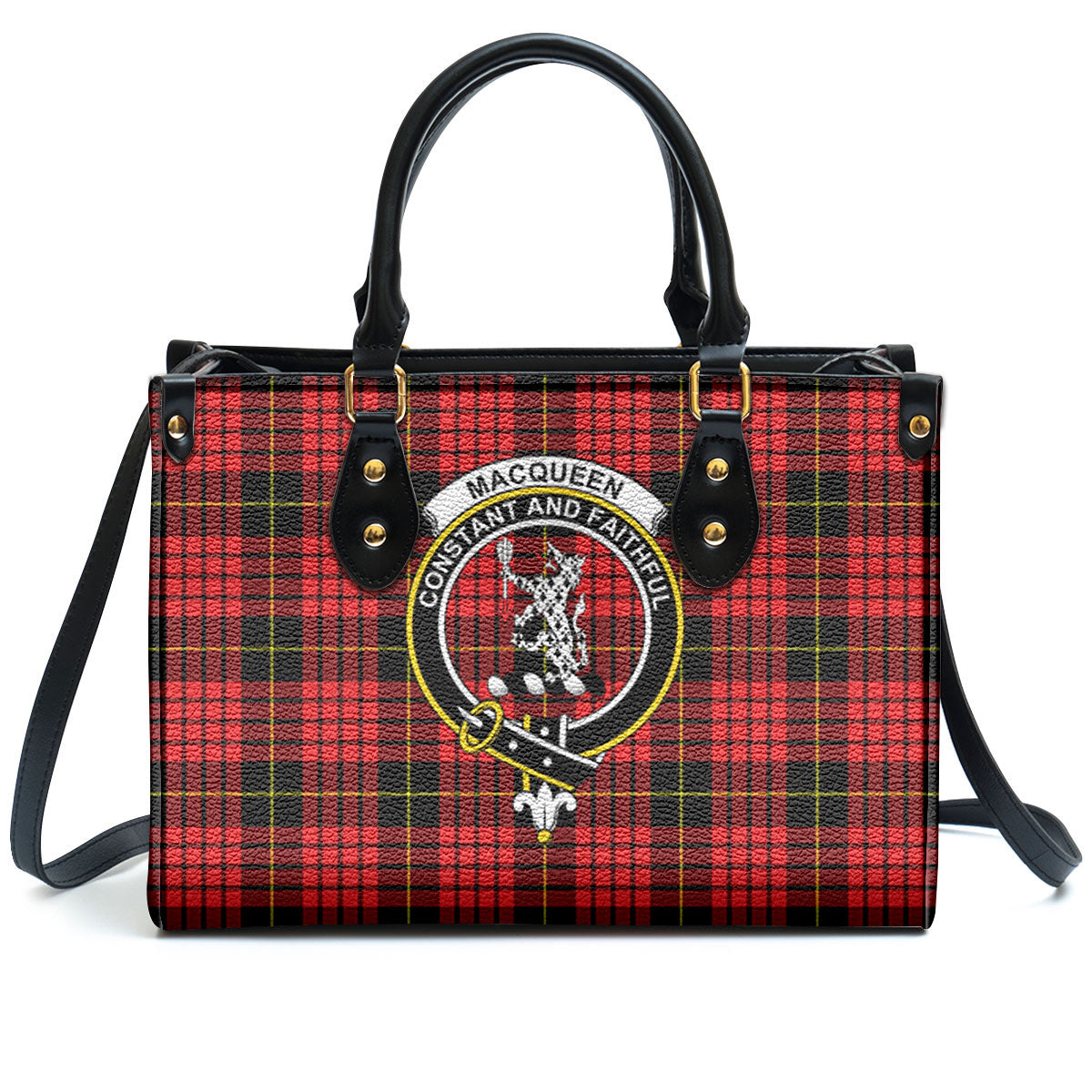 MacQueen Modern Tartan Crest Leather Handbag