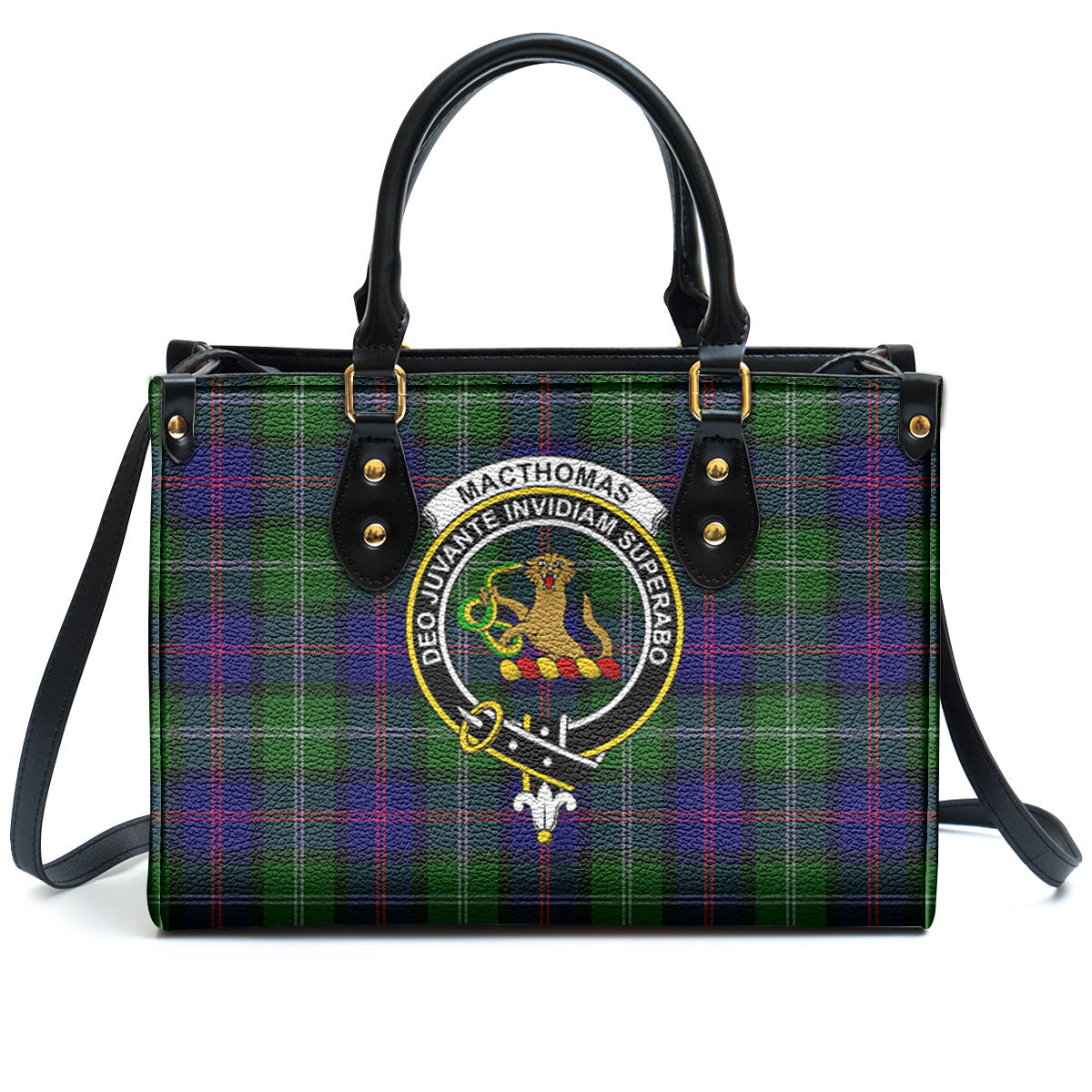 MacThomas Modern Tartan Crest Leather Handbag