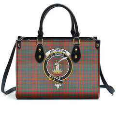 Matheson Ancient Tartan Crest Leather Handbag