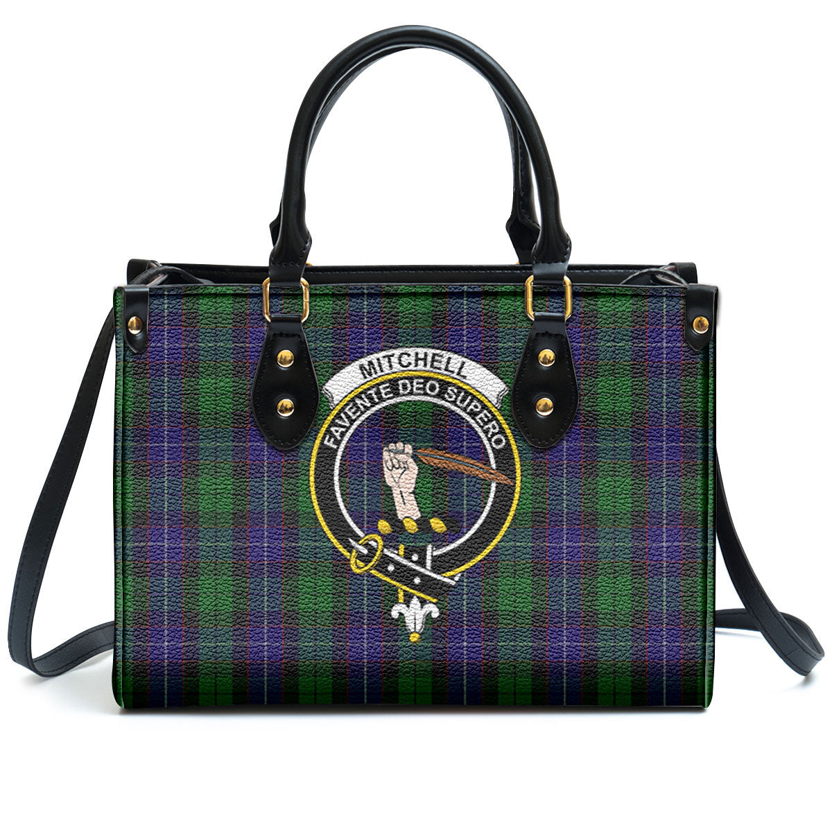 Mitchell Tartan Crest Leather Handbag