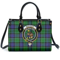 Monteith Tartan Crest Leather Handbag