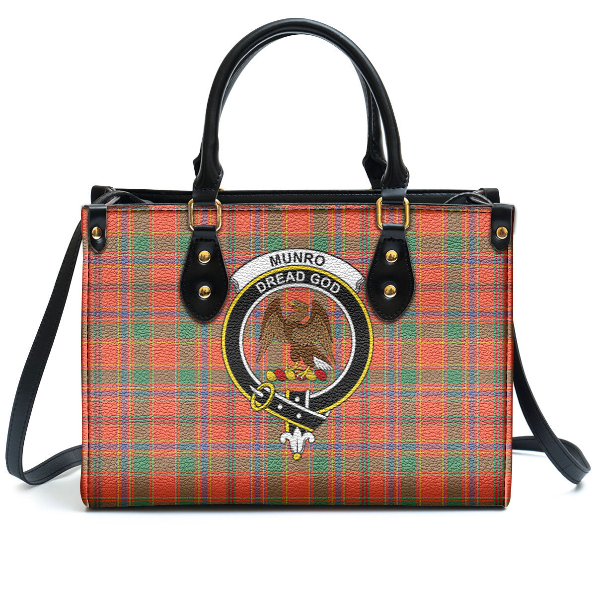 Munro Ancient Tartan Crest Leather Handbag