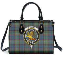 Nicolson Hunting Ancient Tartan Crest Leather Handbag