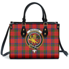 Nicolson Modern Tartan Crest Leather Handbag