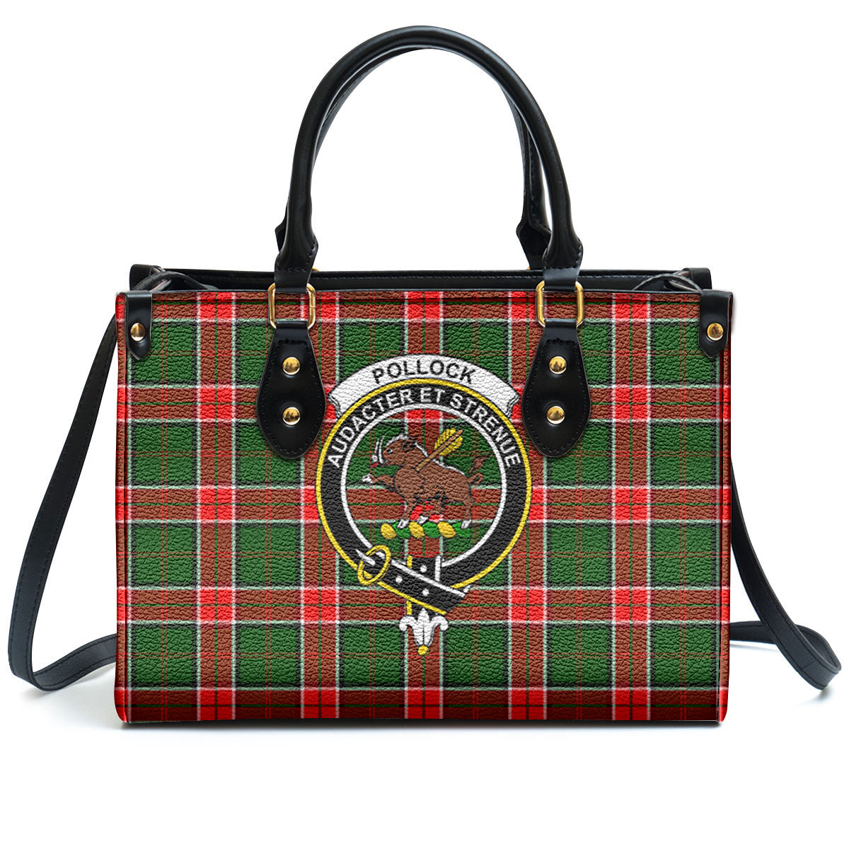 Pollock Tartan Crest Leather Handbag