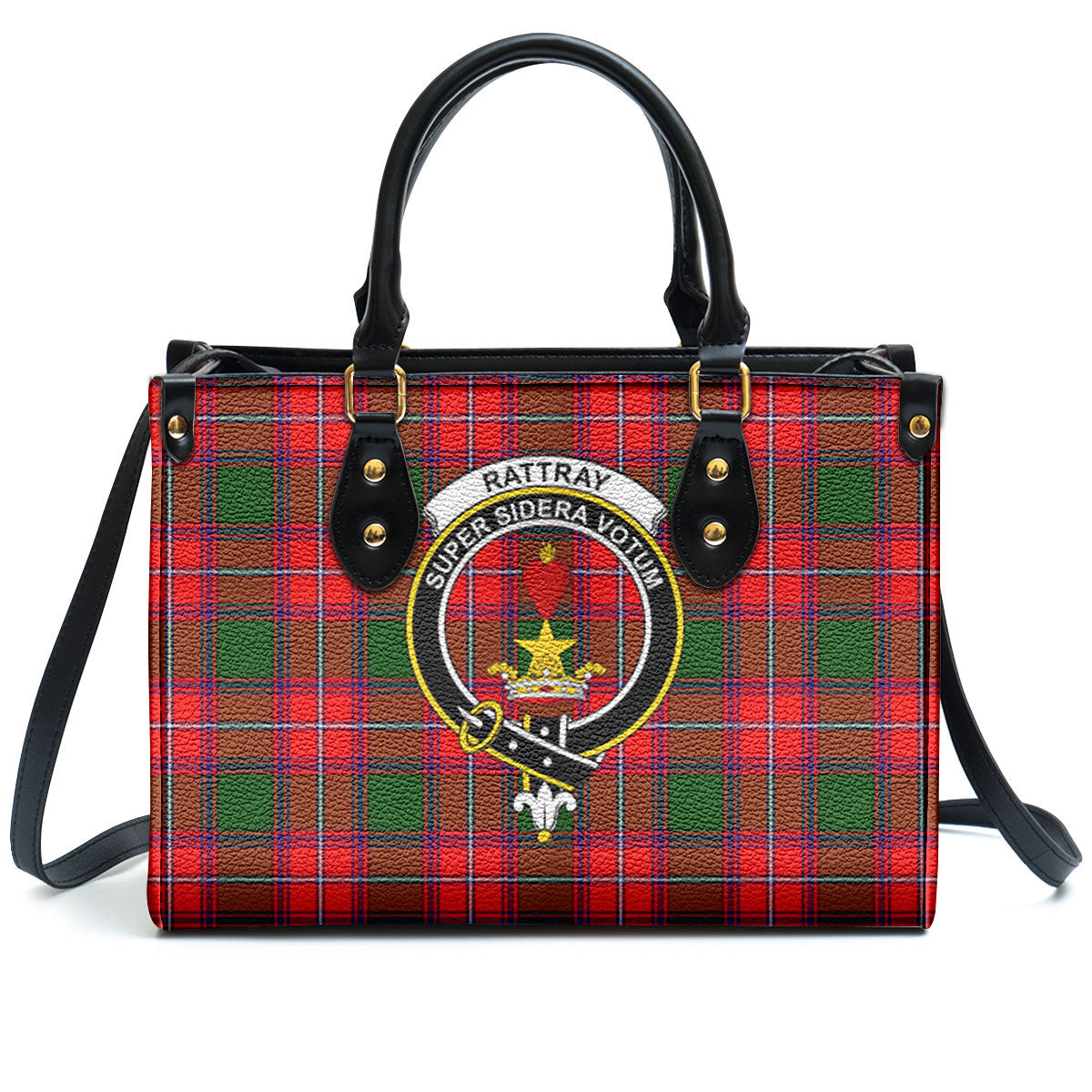 Rattray Modern Tartan Crest Leather Handbag