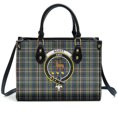 Scott Green Modern Tartan Crest Leather Handbag