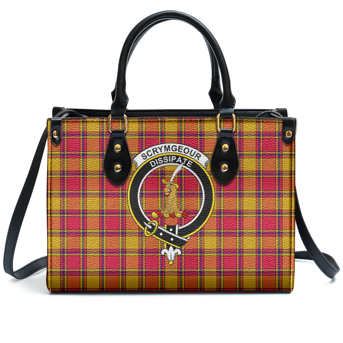 Scrymgeour Tartan Crest Leather Handbag