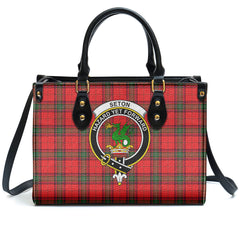 Seton Modern Tartan Crest Leather Handbag