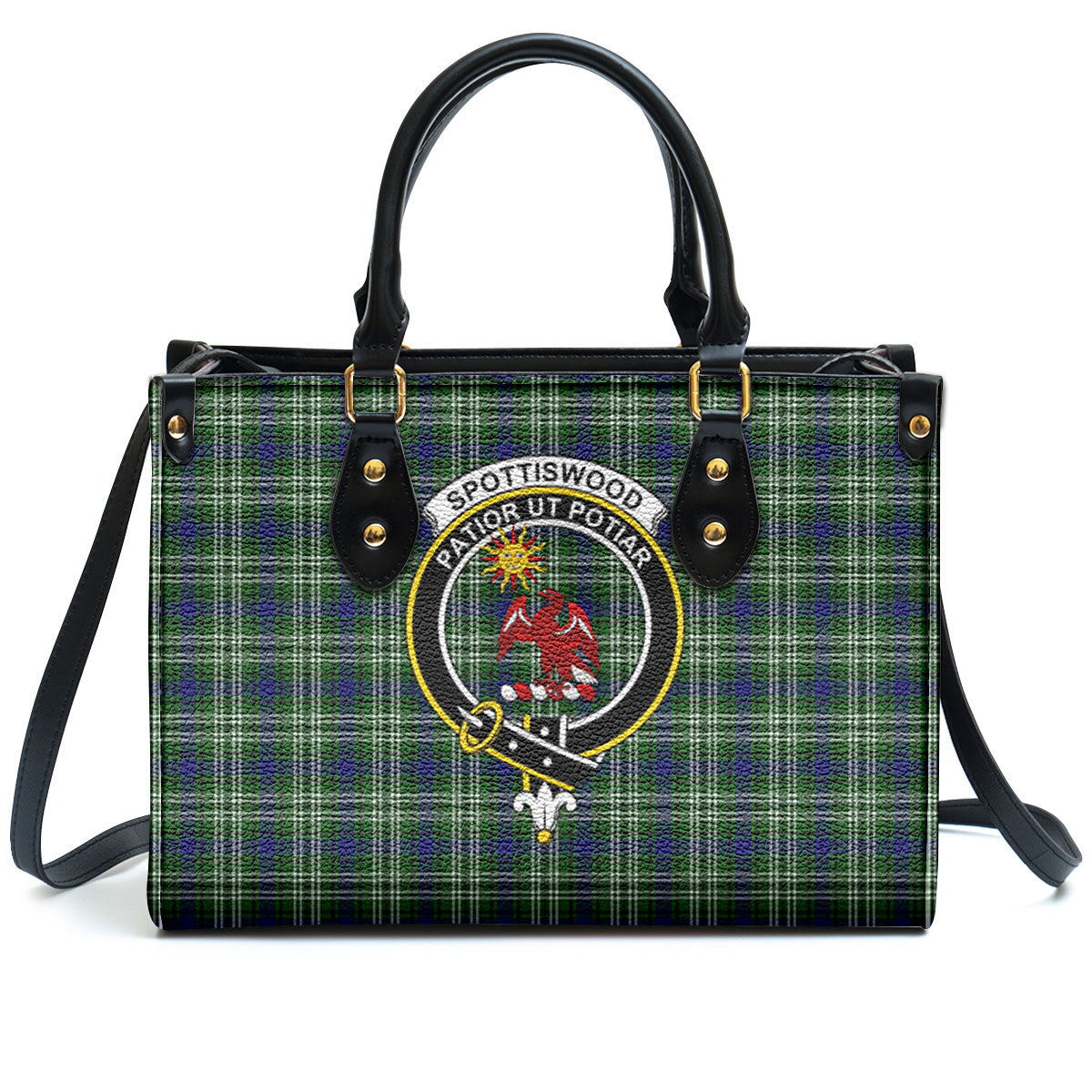 Spottiswood Tartan Crest Leather Handbag