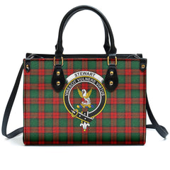 Stewart Atholl Modern Tartan Crest Leather Handbag