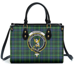 Stewart Hunting Modern Tartan Crest Leather Handbag