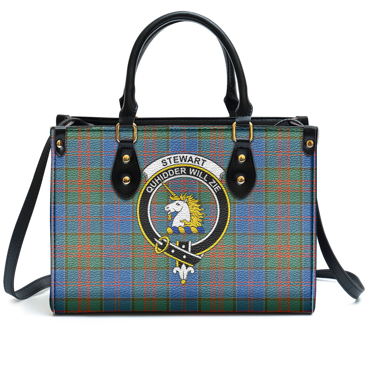 Stewart of Appin Hunting Ancient Tartan Crest Leather Handbag