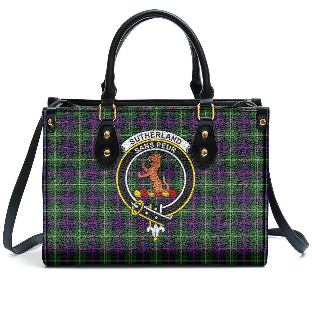 Sutherland Modern Tartan Crest Leather Handbag
