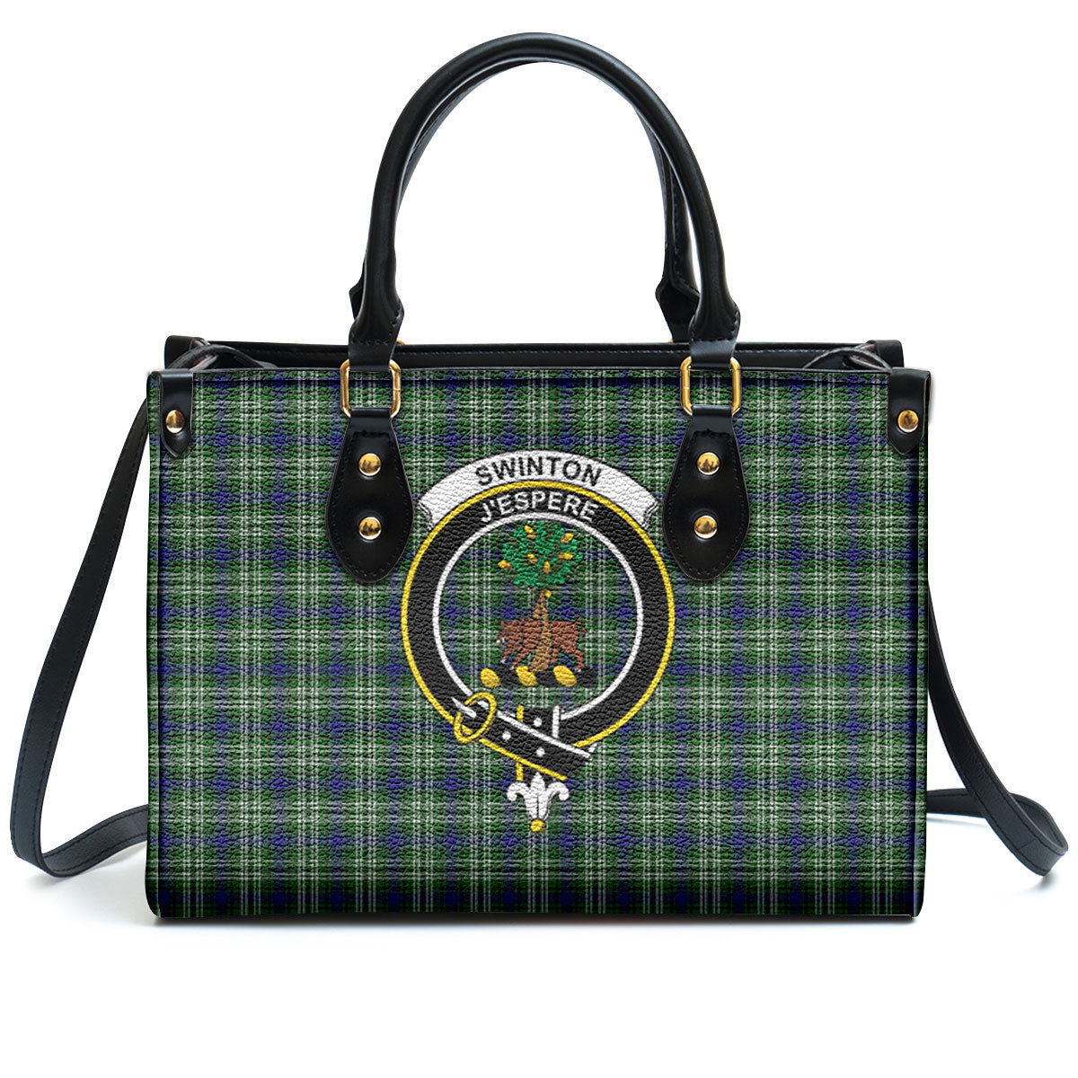 Swinton Tartan Crest Leather Handbag