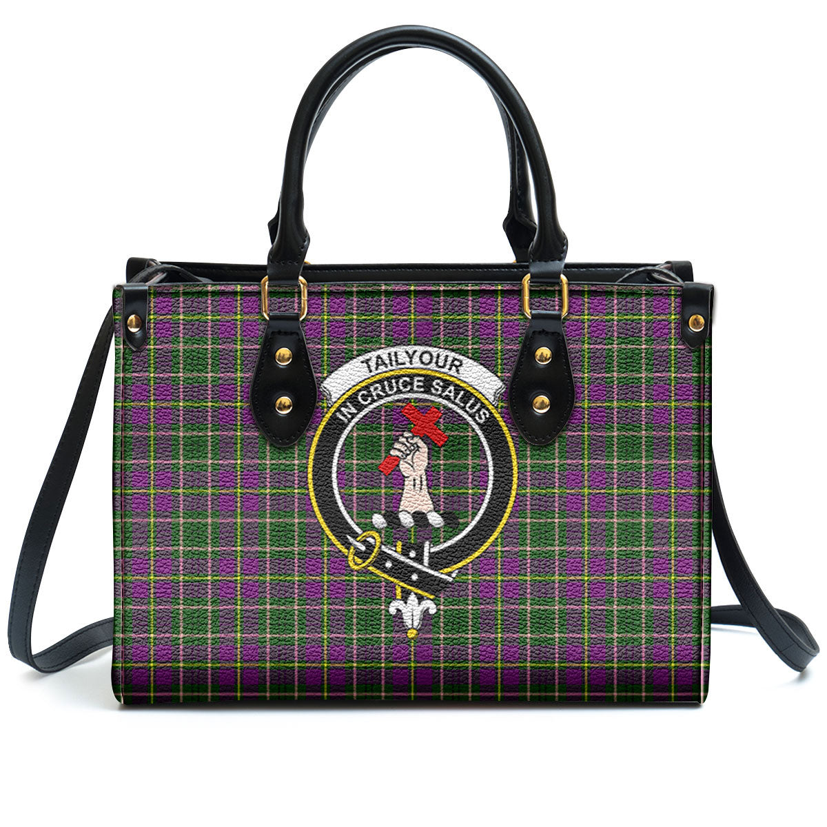 Tailyour (or Taylor) Tartan Crest Leather Handbag