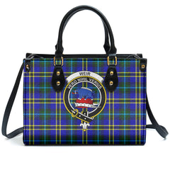 Weir Modern Tartan Crest Leather Handbag