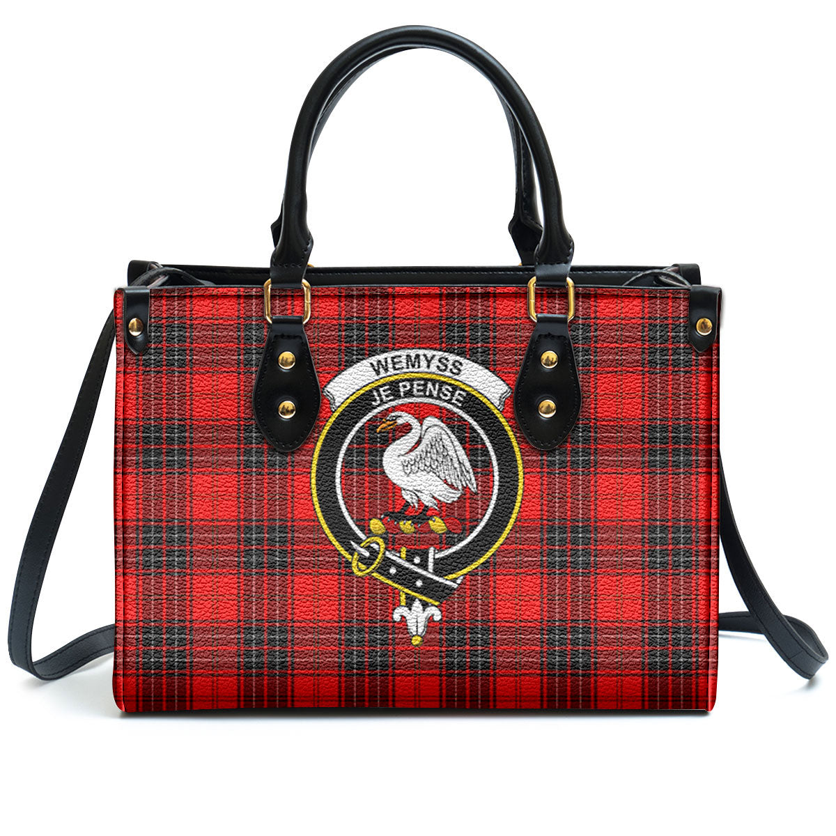 Wemyss Modern Tartan Crest Leather Handbag