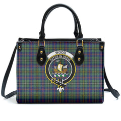 Wood Tartan Crest Leather Handbag