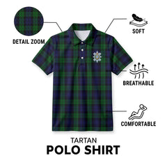 Black Watch Tartan Crest Birdseye Mesh Polo Shirt