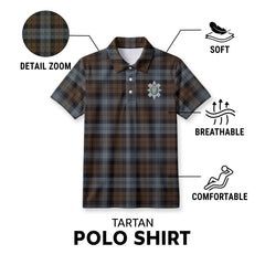 Black Watch Weathered Tartan Crest Birdseye Mesh Polo Shirt
