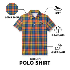 Buchanan Ancient Tartan Crest Birdseye Mesh Polo Shirt