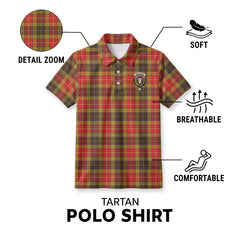 Buchanan Old Set Weathered Tartan Crest Birdseye Mesh Polo Shirt