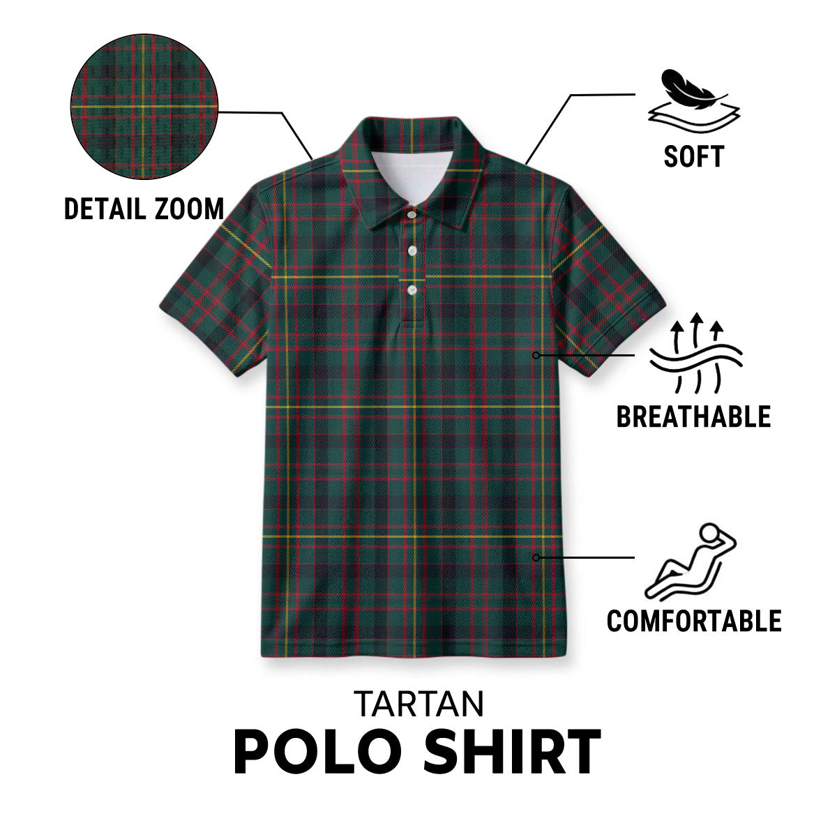 Cameron of Erracht Modern 2 Tartan Birdseye Mesh Polo Shirt