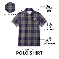 Cunningham Dress Blue Dancers Tartan Crest Birdseye Mesh Polo Shirt