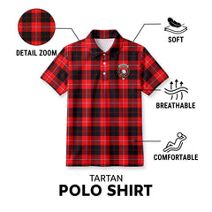 Cunningham Modern Tartan Crest Birdseye Mesh Polo Shirt