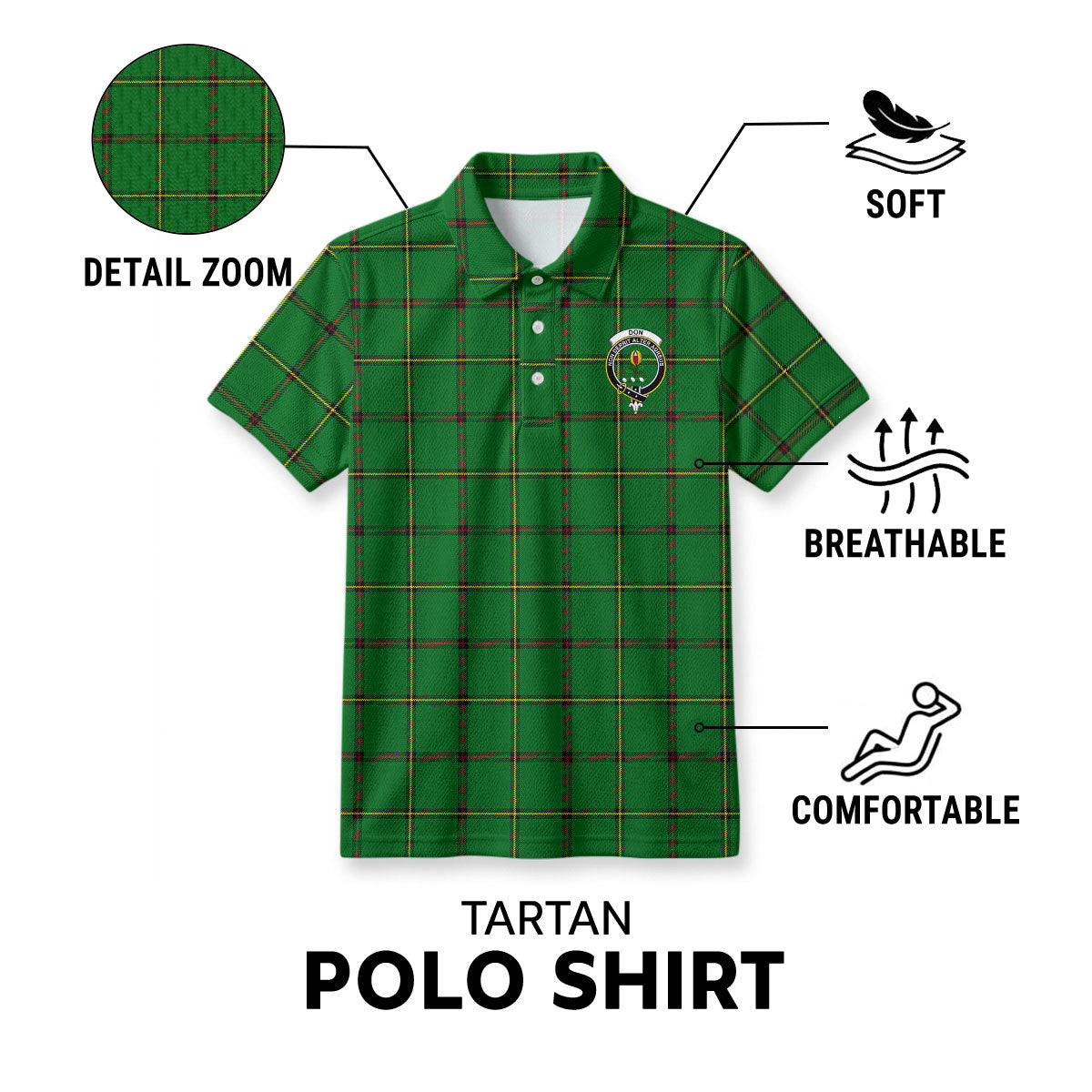 Don Tartan Crest Birdseye Mesh Polo Shirt