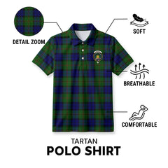 Dundas Modern Tartan Crest Birdseye Mesh Polo Shirt