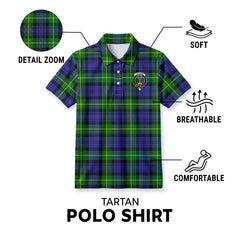 Gordon Modern Tartan Crest Birdseye Mesh Polo Shirt