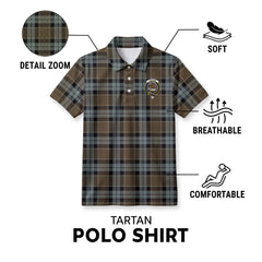 Graham of Menteith Weathered Tartan Crest Birdseye Mesh Polo Shirt