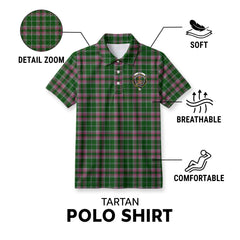 Gray Hunting Tartan Crest Birdseye Mesh Polo Shirt