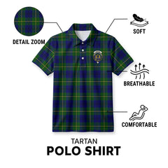 Johnson Modern Tartan Crest Birdseye Mesh Polo Shirt