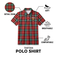Kerr Ancient Tartan Crest Birdseye Mesh Polo Shirt